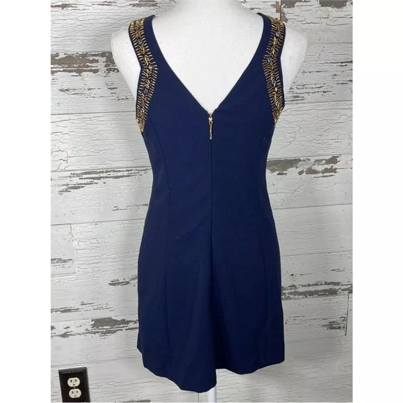 LILLY PULITZER Largo Sleeveless Beaded Dress Navy Size 2 - Picture 4 of 4